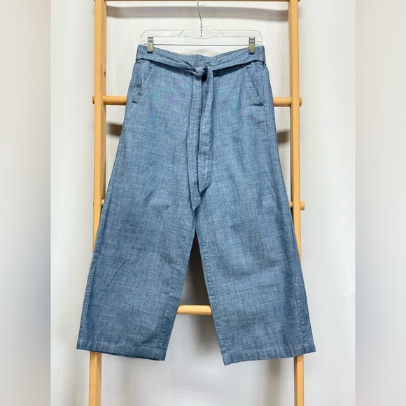 J CREW Chambray belted wide leg Capri pants size 6 - Picture 6 of 12